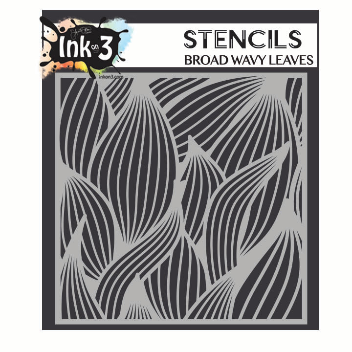 BROAD WAVY LEAVES 6x6 Stencil