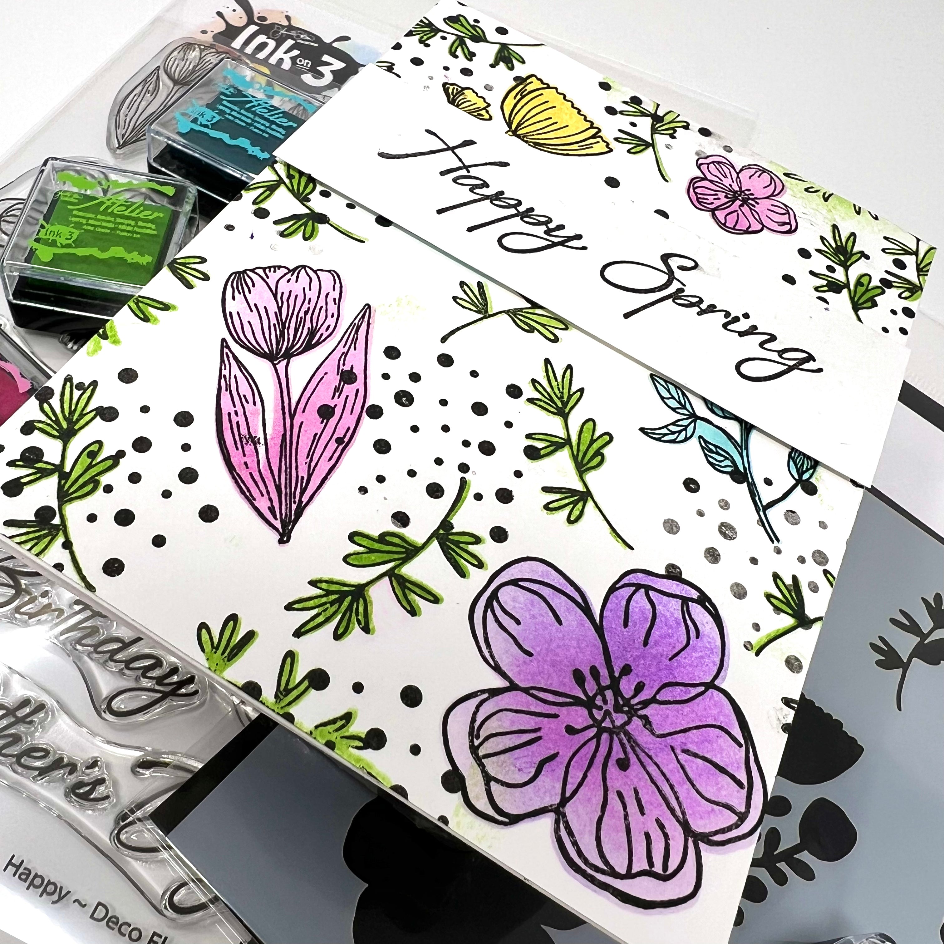 Happy Deco Floral 6x8 stamp set