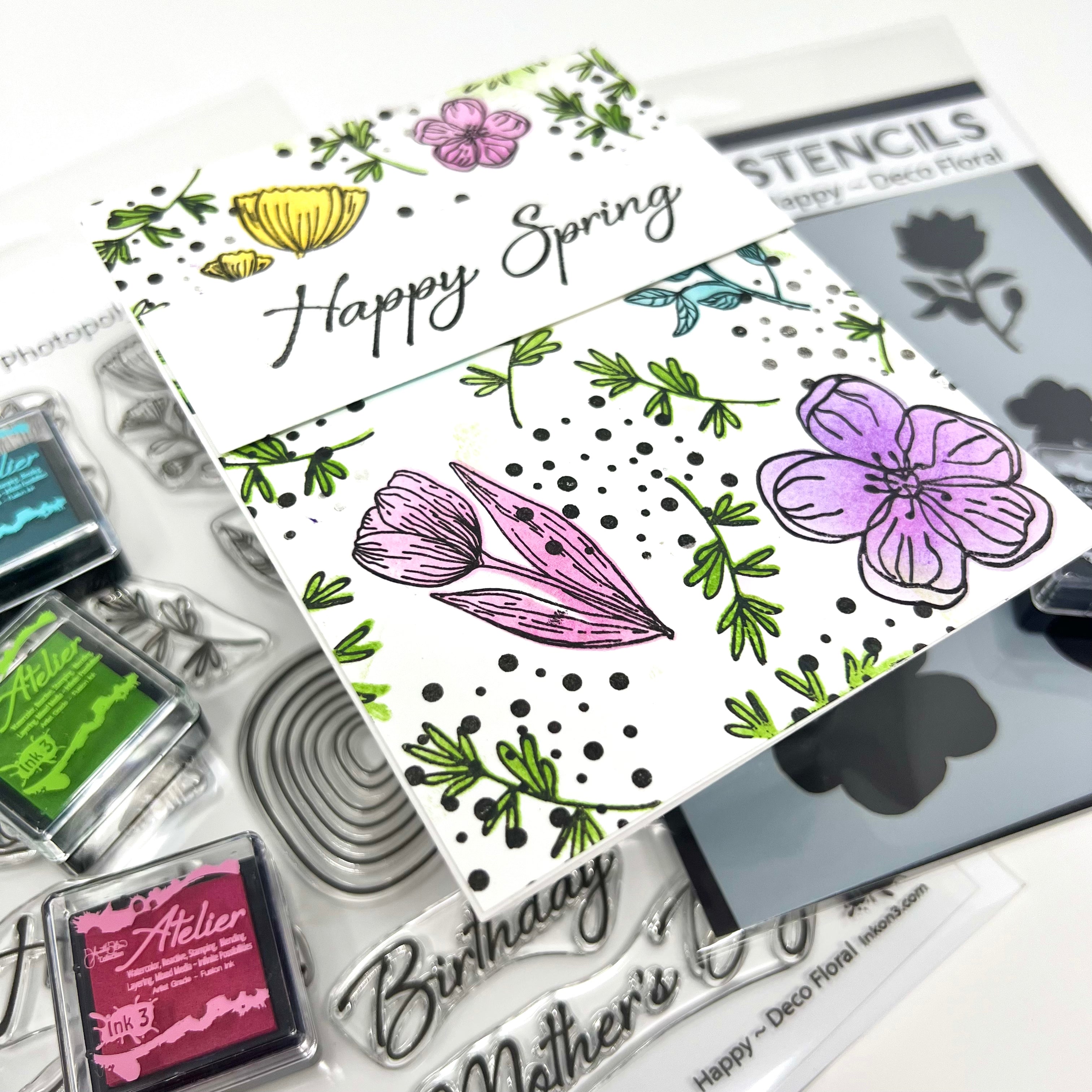 Happy Deco Floral 6x8 stamp set