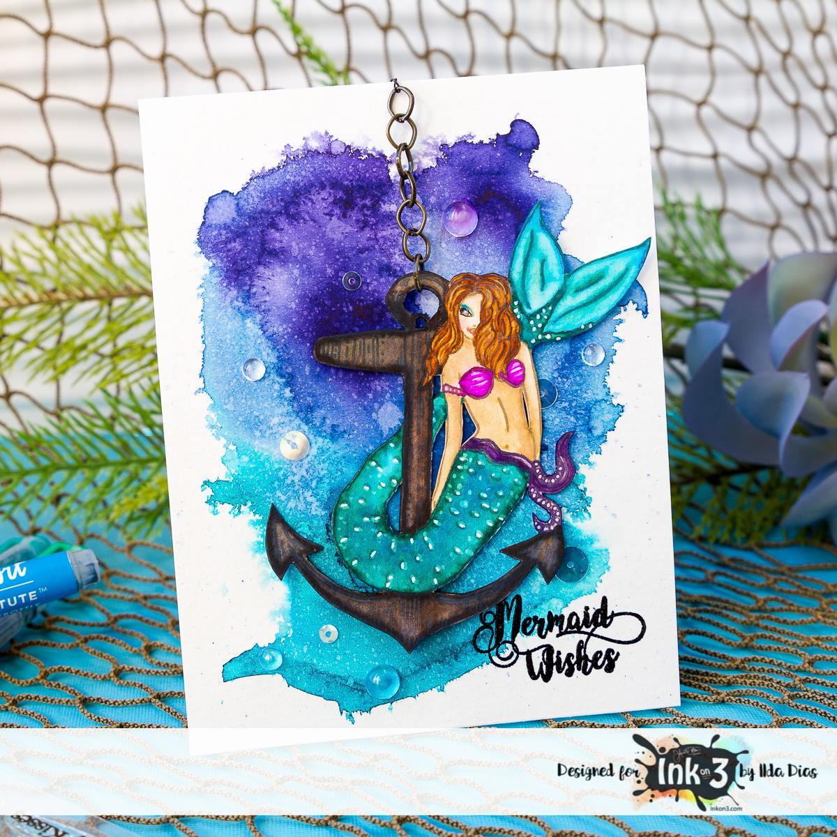Mermaid 01 Anchor Digital Stamp