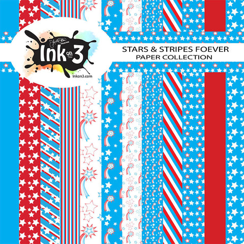 Snowflake & Stripes Digi Paper Pack