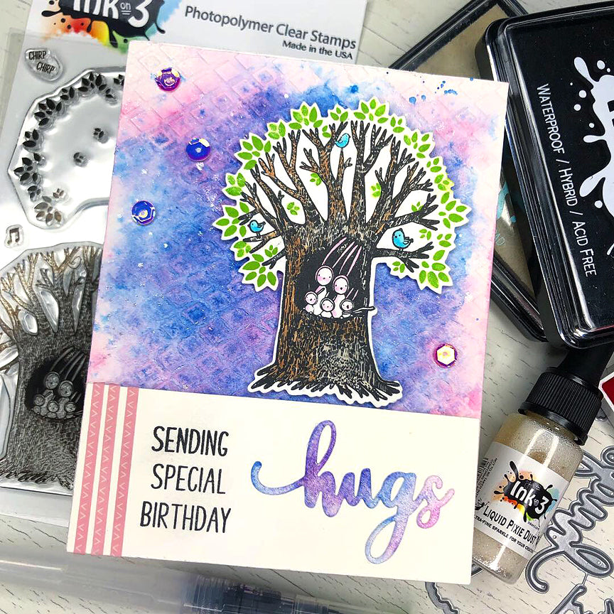 Bunny Hugs 4x6 Clear Stamps Card Example by Fleurette Bloom