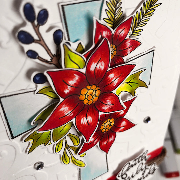 Poinsettia Clear Stamps ~ Card Example Ink On 3 inkon3.com
