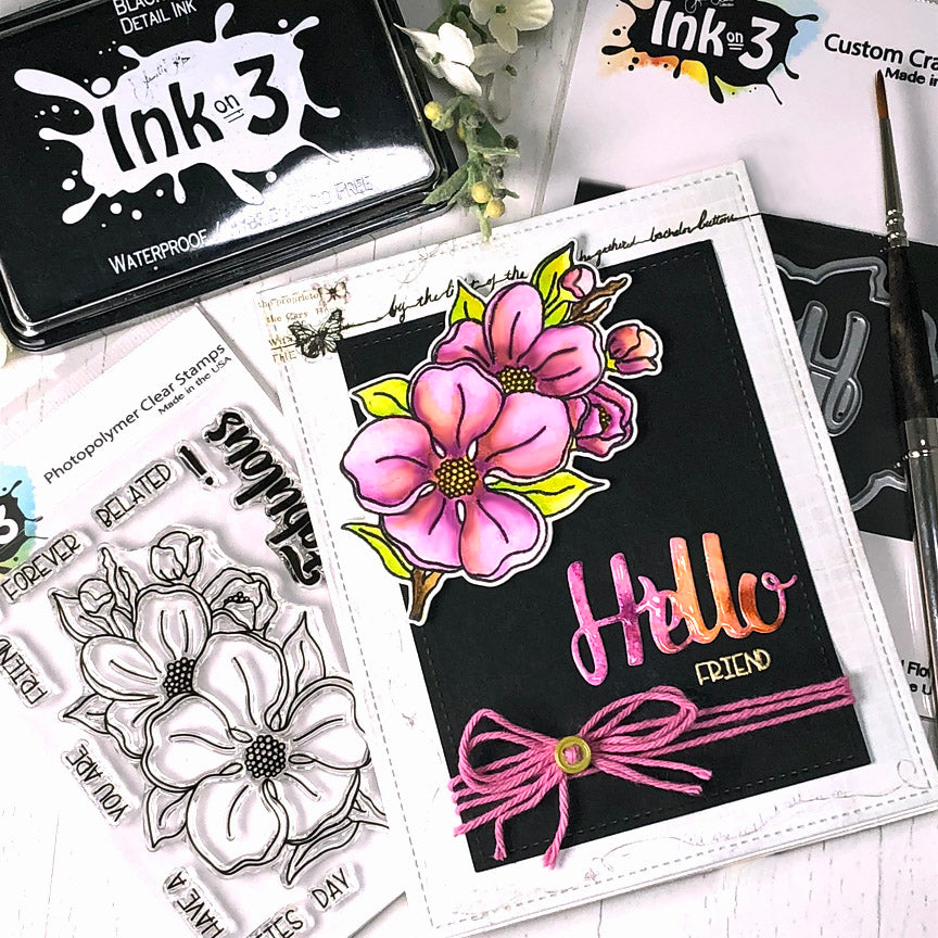 Card Example by Fleurette ~ Using Dogwood Flower Stamps and Dies