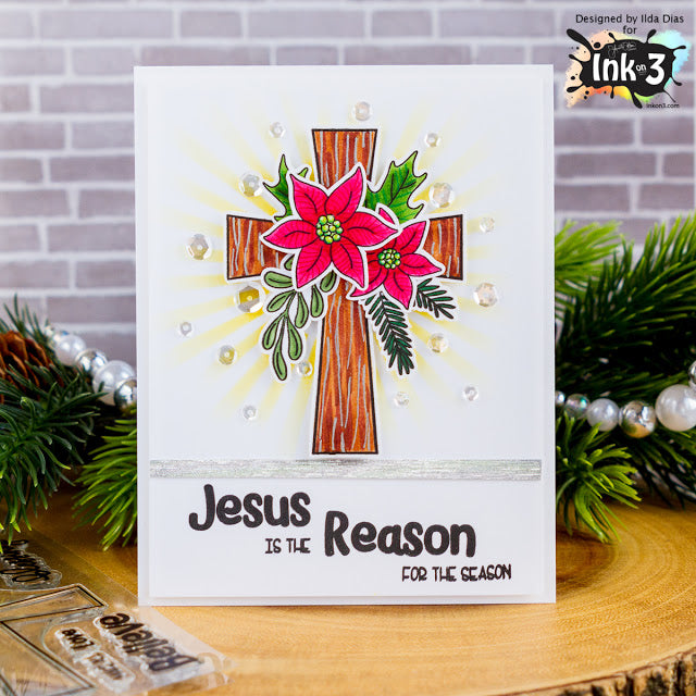 Card Example Blessings / Poinsettia  by Ilda ~ inkon3.com