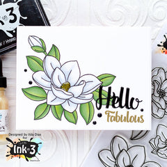 Card Example by Ilda - Big Bold Magnolias clear stamps by inkon3.com Ink On 3