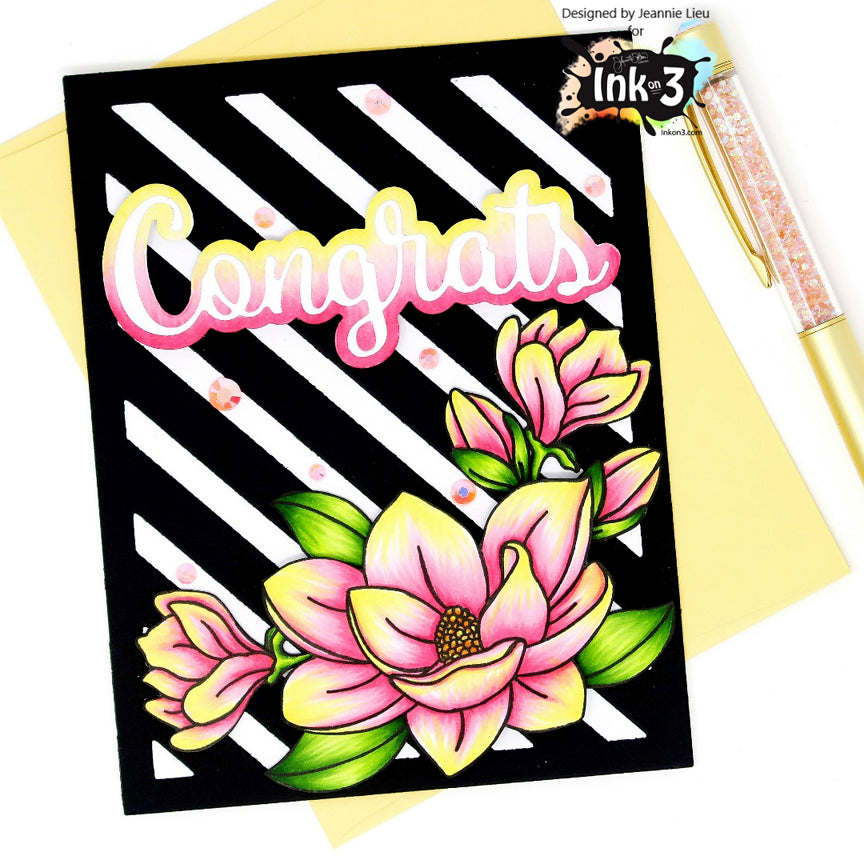 Card Example by Jeannie - using Big Bold Magnolias clear stamps by inkon3.com Ink On 3