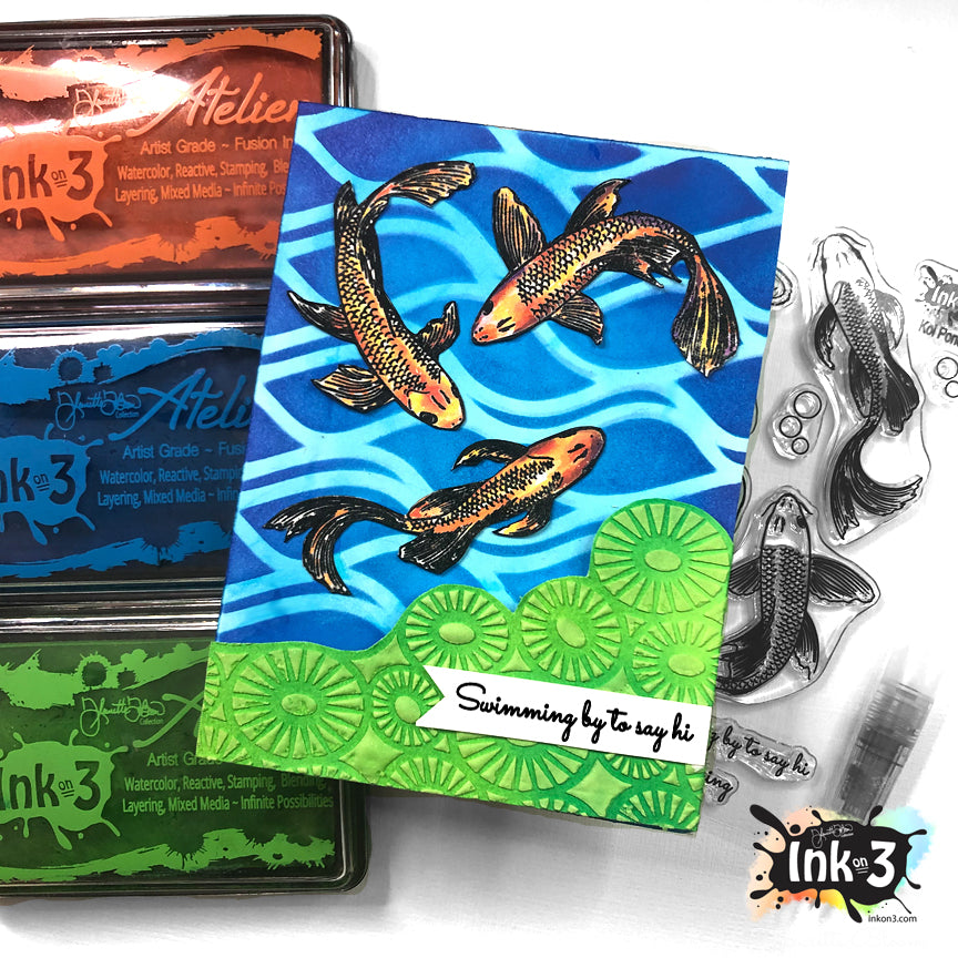 Wavy Stencil  Inkon3.com card by Fleurette Bloom