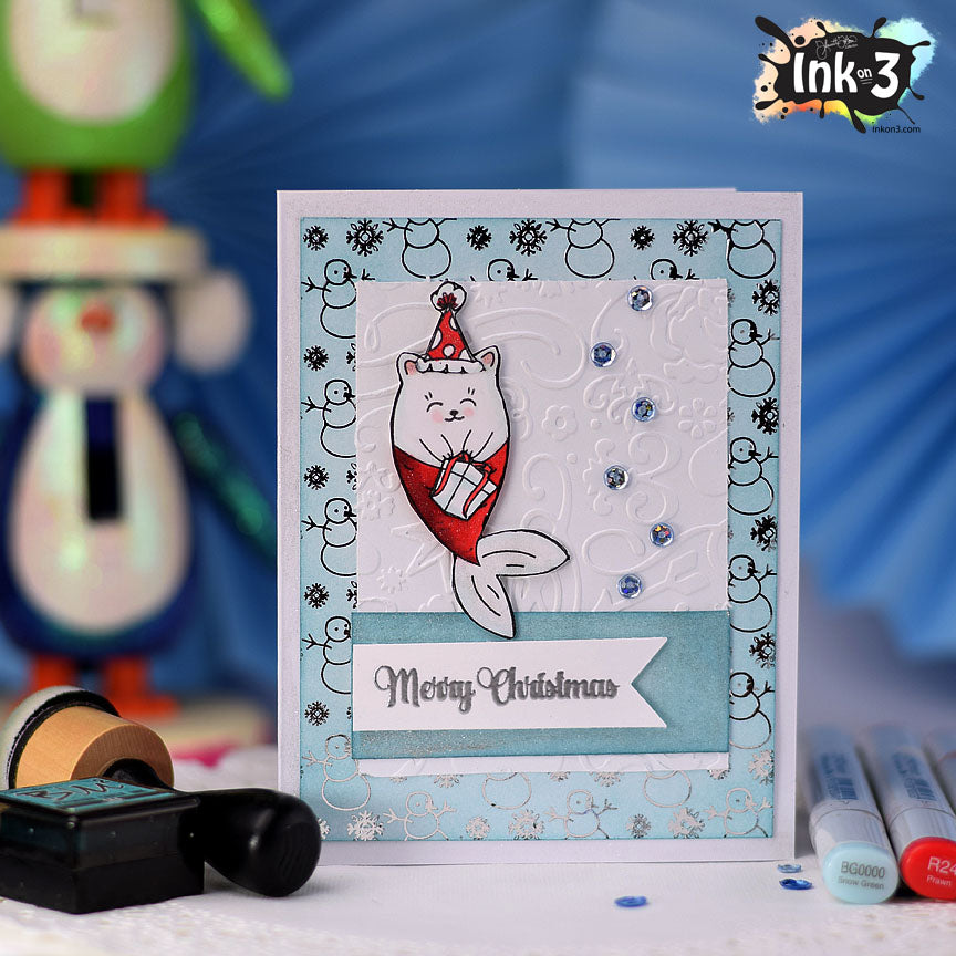 Mermaid Cat, Catfish Clear Stamp, Christmas Card
