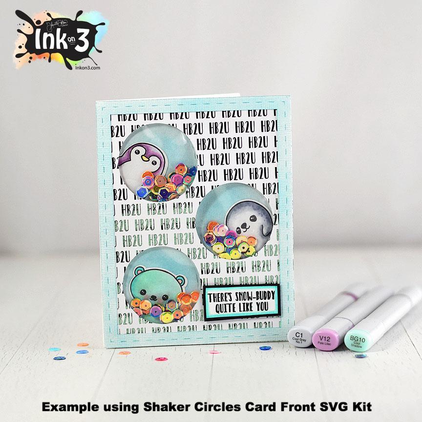 Shaker card using Snow Buddies clear stamps