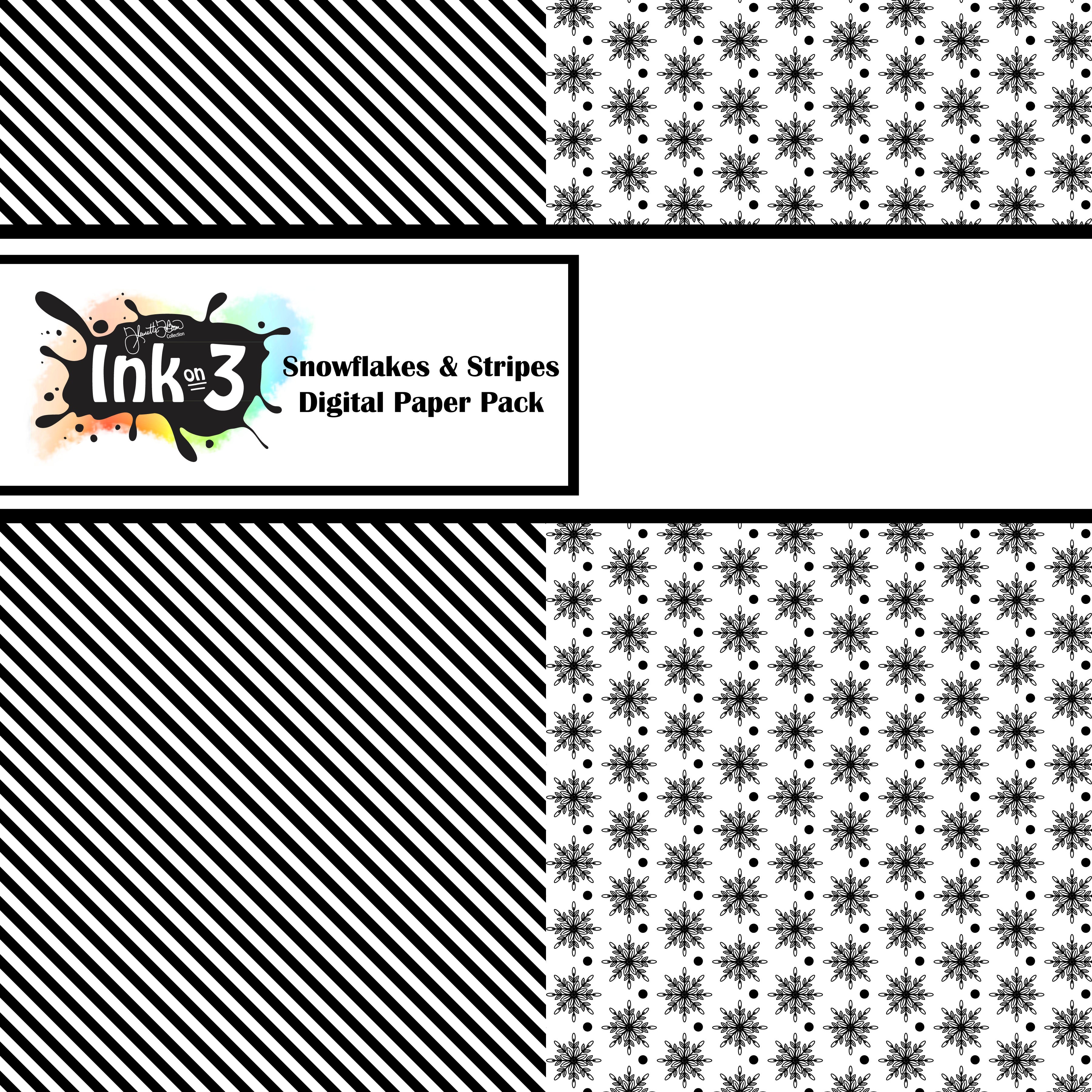Snowflake & Stripes Digi Paper Pack