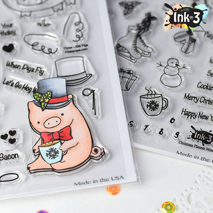 Pig clear stamp, Planner stamps, Christmas