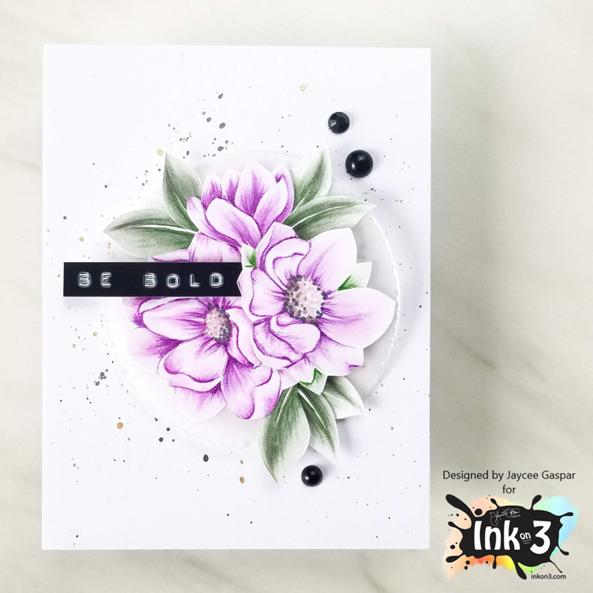 Card Example by Jaycee - No line coloring using Fadeout Ink & Big Bold Magnolias clear stamps by inkon3.com Ink On 3