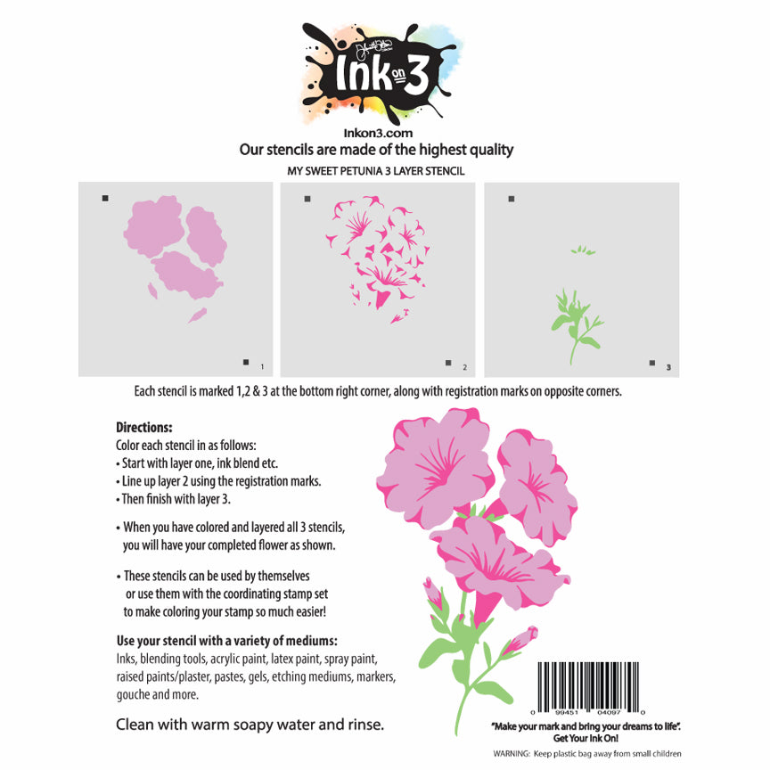 My Sweet Petunia 3 Layer 6x6 Stencil