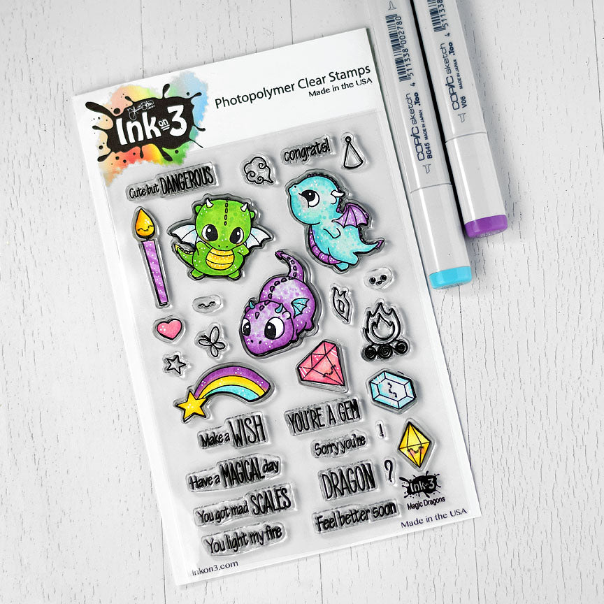Magic Dragons 4x6 Clear Stamp Set