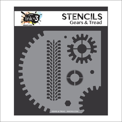 Gears & Tread 6x6 Stencil