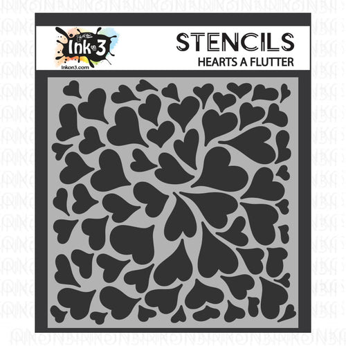 Hearts A Flutter 6x6 Stencil