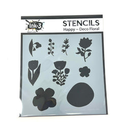 Happy Deco Floral 6x6 Stencil