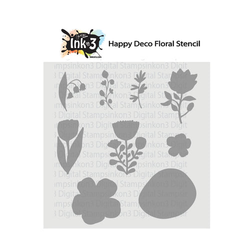 Happy Deco Floral 6x6 Stencil