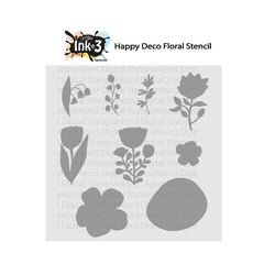 Happy Deco Floral 6x6 Stencil