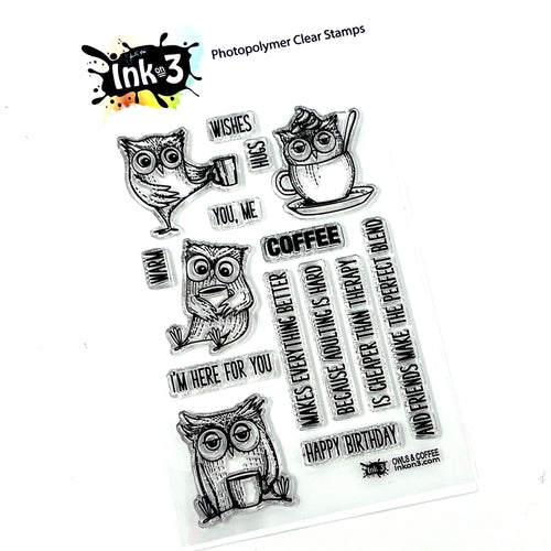 Owls & Coffee 4x6 stamp set