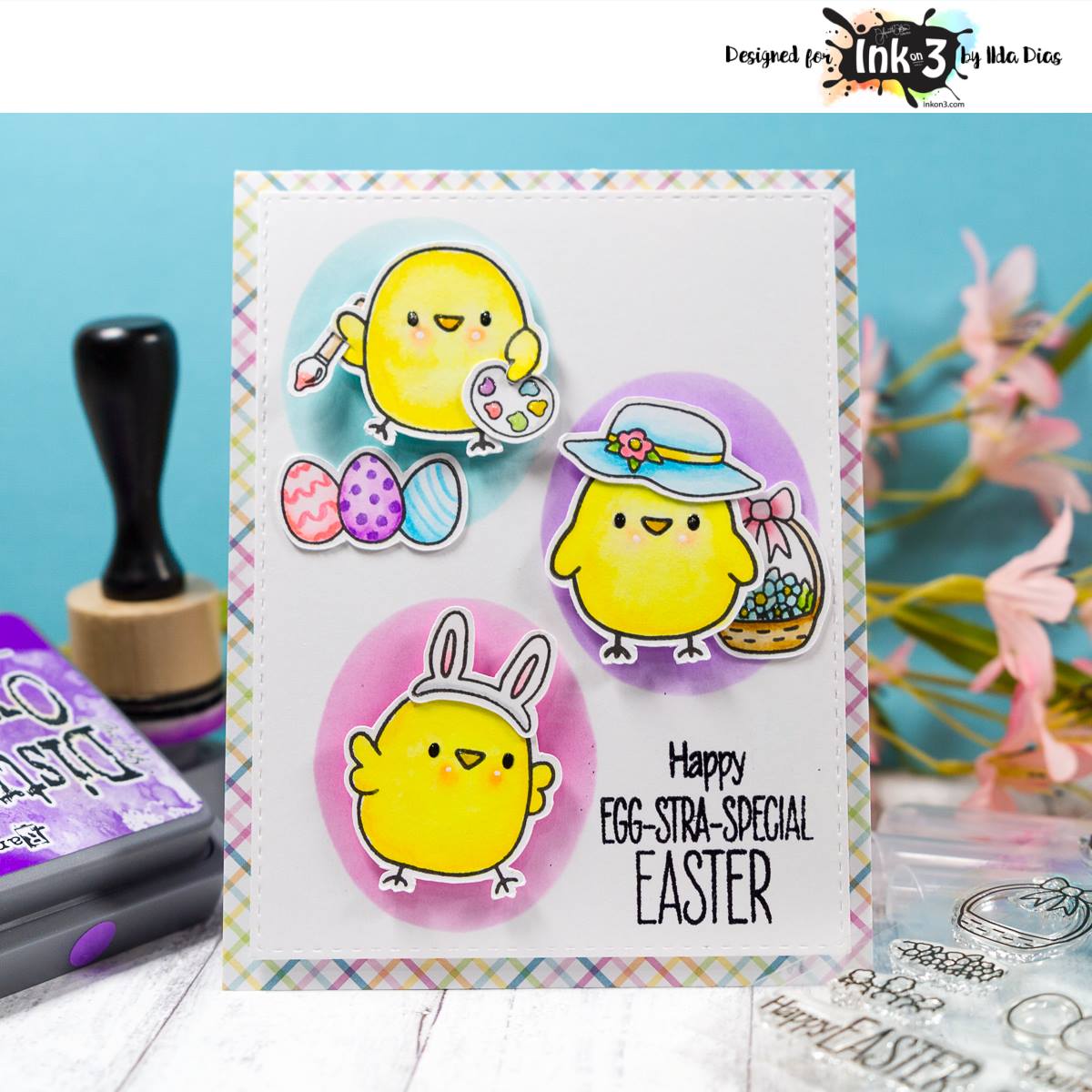 Easter card using Lil Chicks clear stamps by inkon3