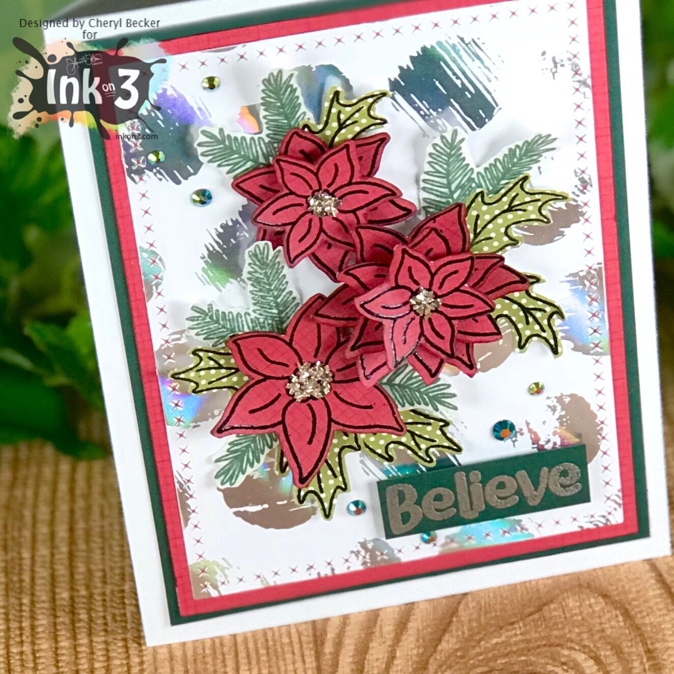 Card Example Blessings / Poinsettia by Cheryl ~ inkon3.com