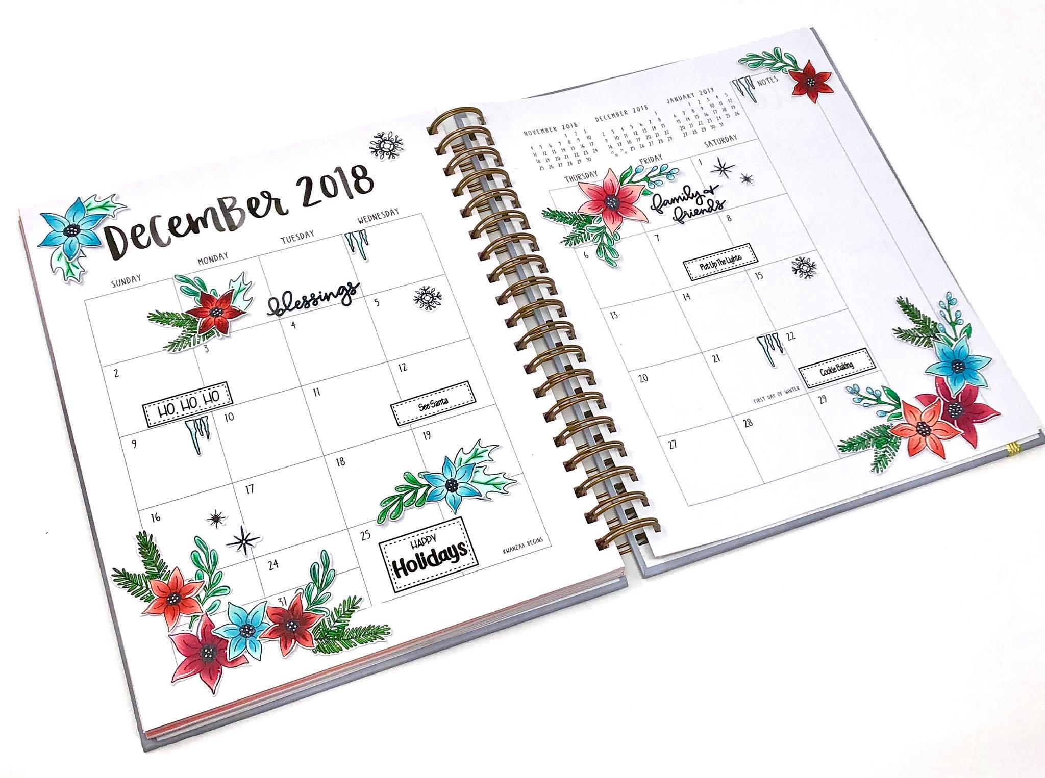 Planner Layout by Courtney ~ Poinsettia stamp set inkon3.com