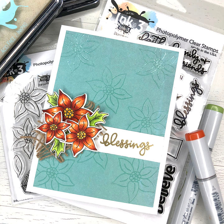 Fall Card Using the Blessings & Poinsettia stamps by Fleurette ~ inkon3.com