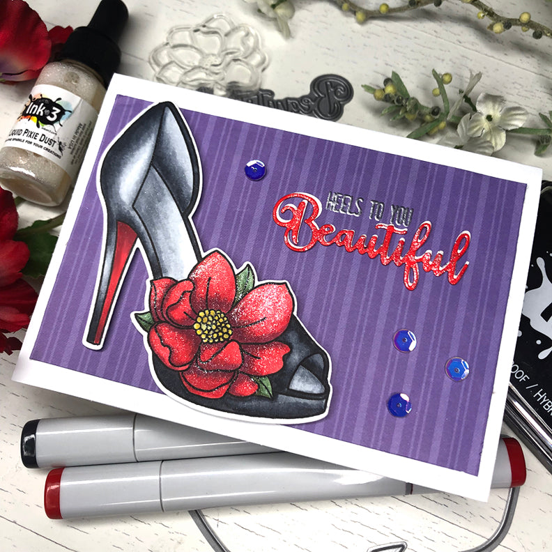 Card Example using Heels To You stamps and dies by Fleurette inkon3.com