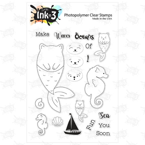 Mermaid Cat Clear Stamp set, planner stamps