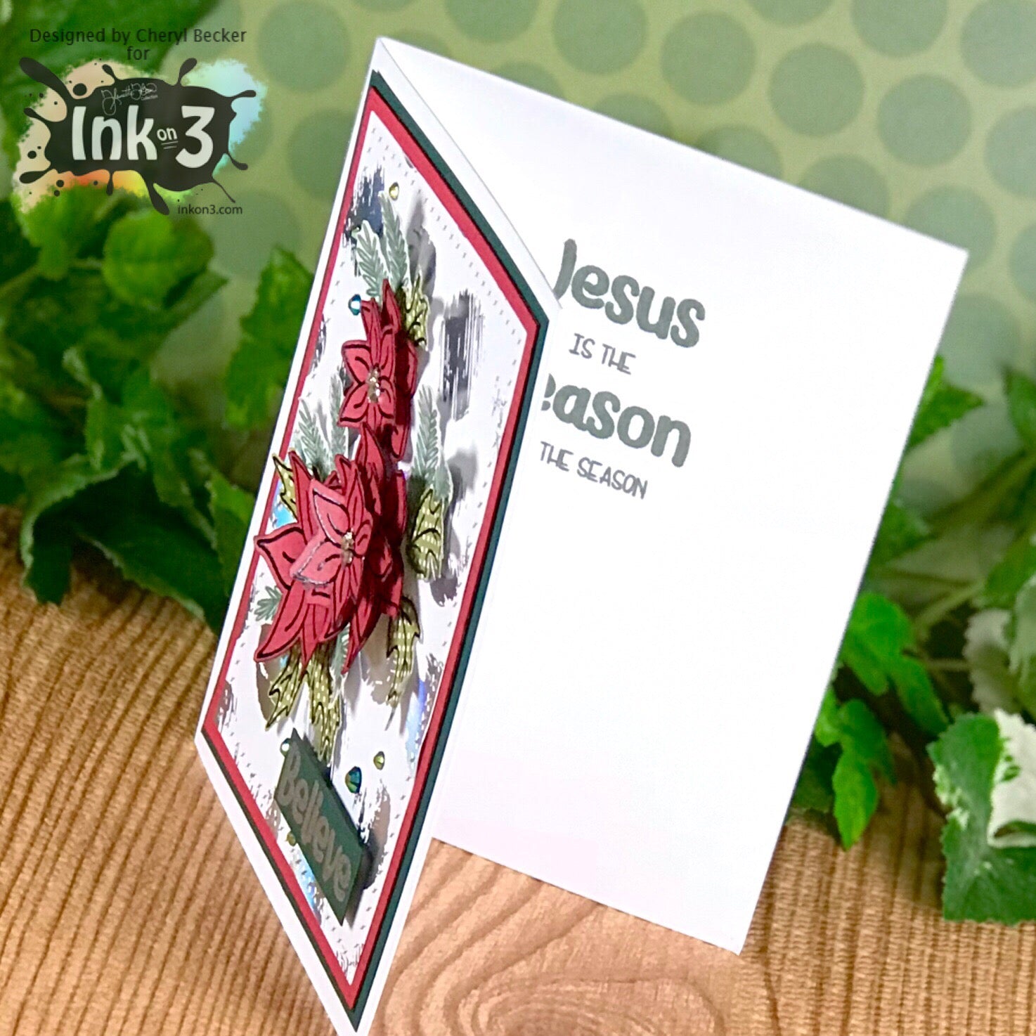 Card Example Blessings / Poinsettia by Cheryl ~ inkon3.com