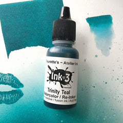 Atelier Watercolor / Re-inker Trinity Teal ~ Artist Grade Fusion Ink
