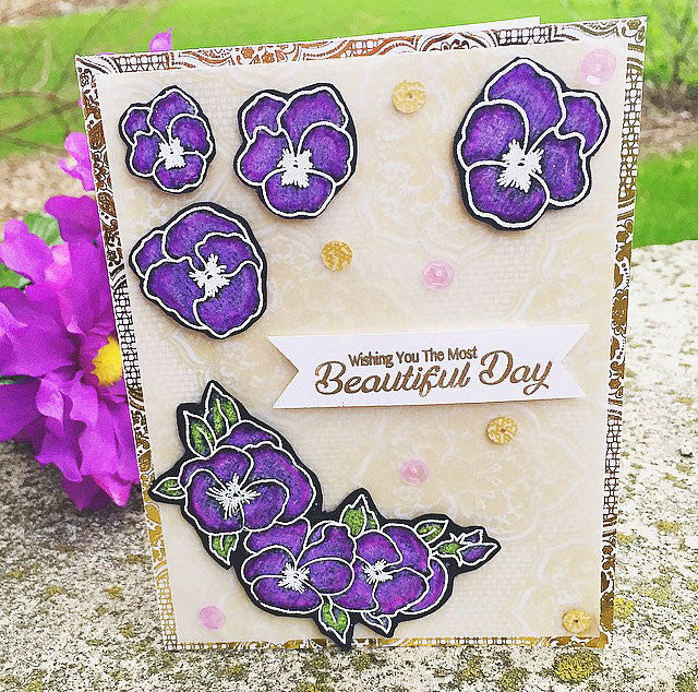 Pansy Card example using "Pansies Clear Stamp Set" 